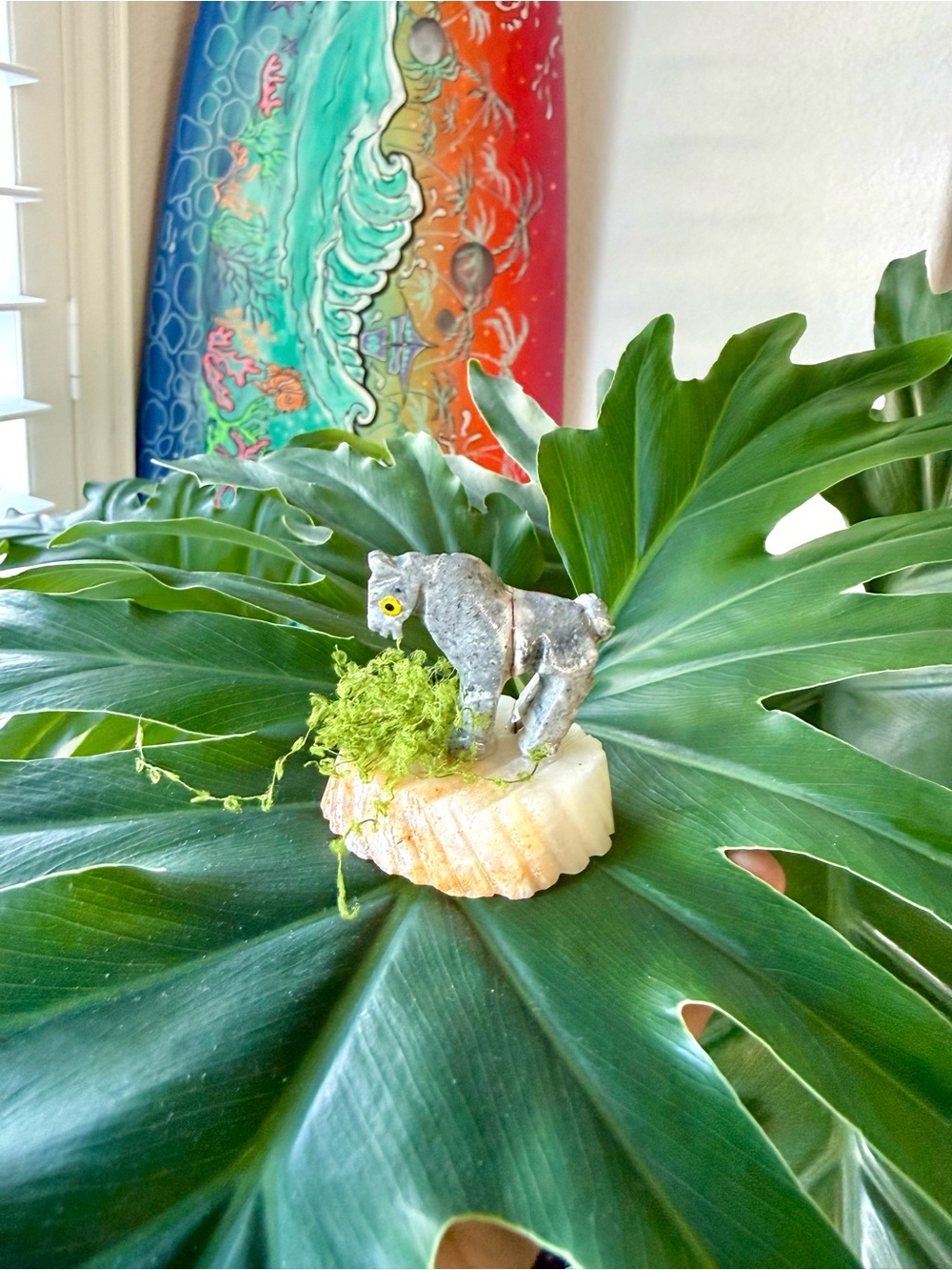 Horse figurine on calcite